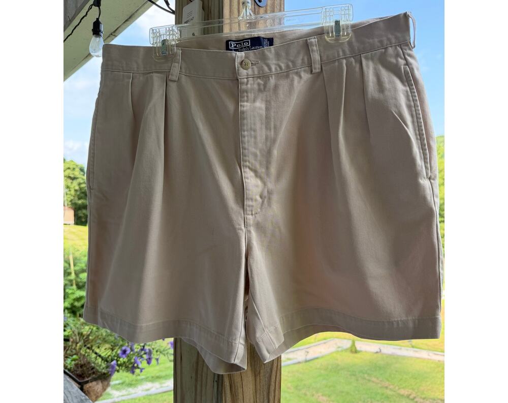 Vintage 90s Polo Ralph Lauren Andrew 100%Cotton Light Khaki/Sand Shorts 38